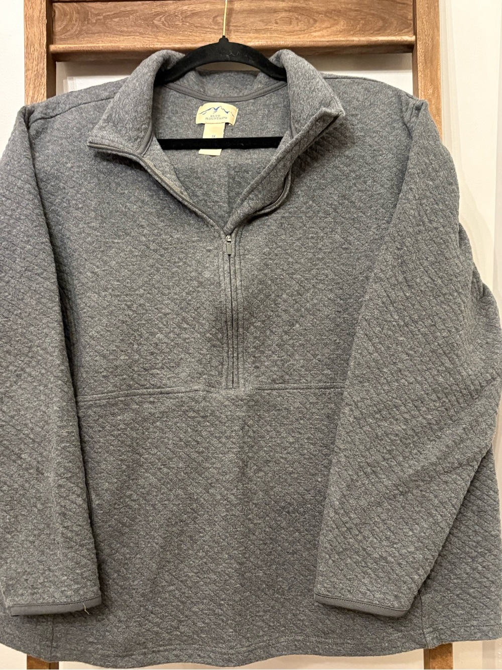 Men's Gray Quilted Half-Zip Sweater 1X